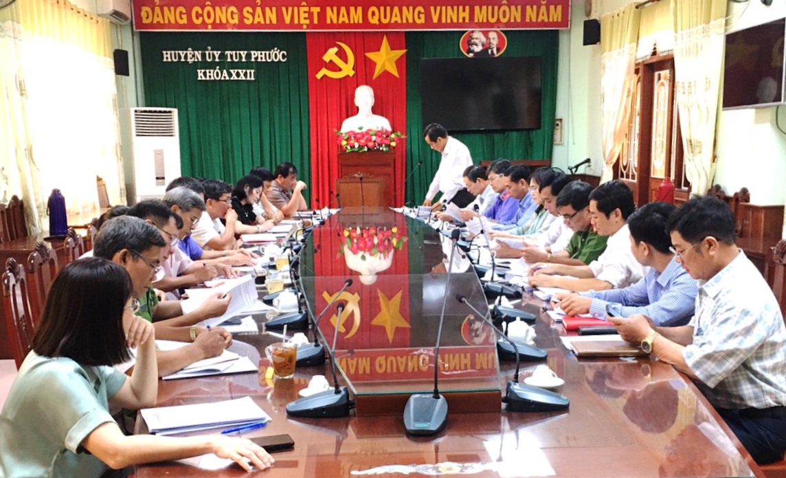 Ban Chỉ đạo Cải cách tư pháp tỉnh làm việc nắm tình hình, kết quả lãnh đạo, chỉ đạo thực hiện công tác tư pháp và cải cách tư pháp đối với Ban Thường vụ Huyện ủy Tuy Phước.